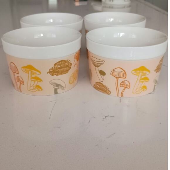 The bakehouse ciroa Mushroom mini bowls/ ramican. Set of 4, NWOT. Porcelain - Picture 2 of 6